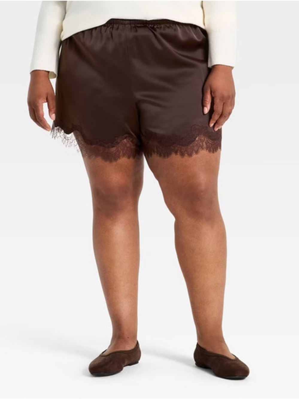 A New Day lace trim satin 5” shorts